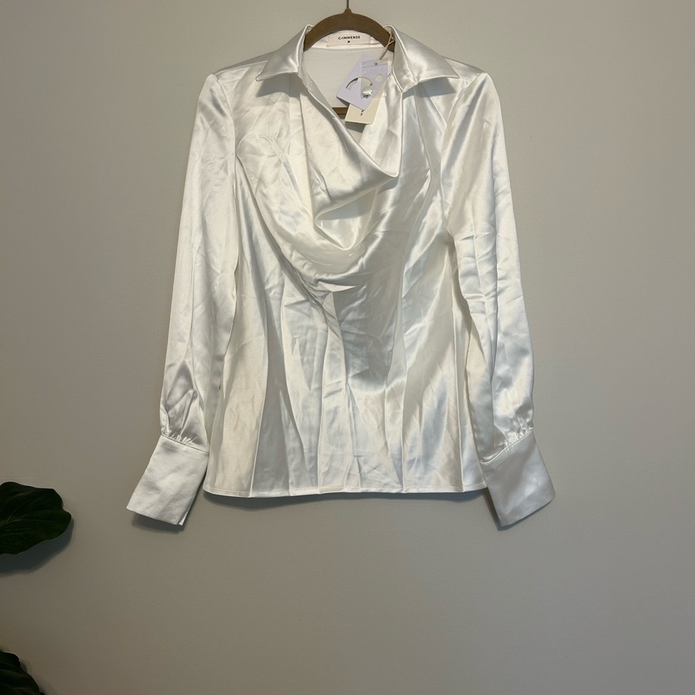Chic White Satin Blouse